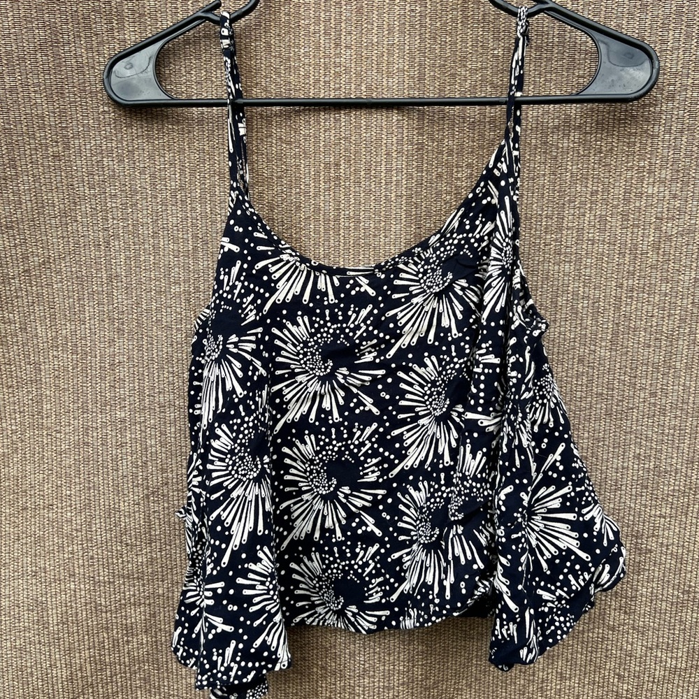 phanuel black and white floral print cami top 90s Y2K women’s Sz S